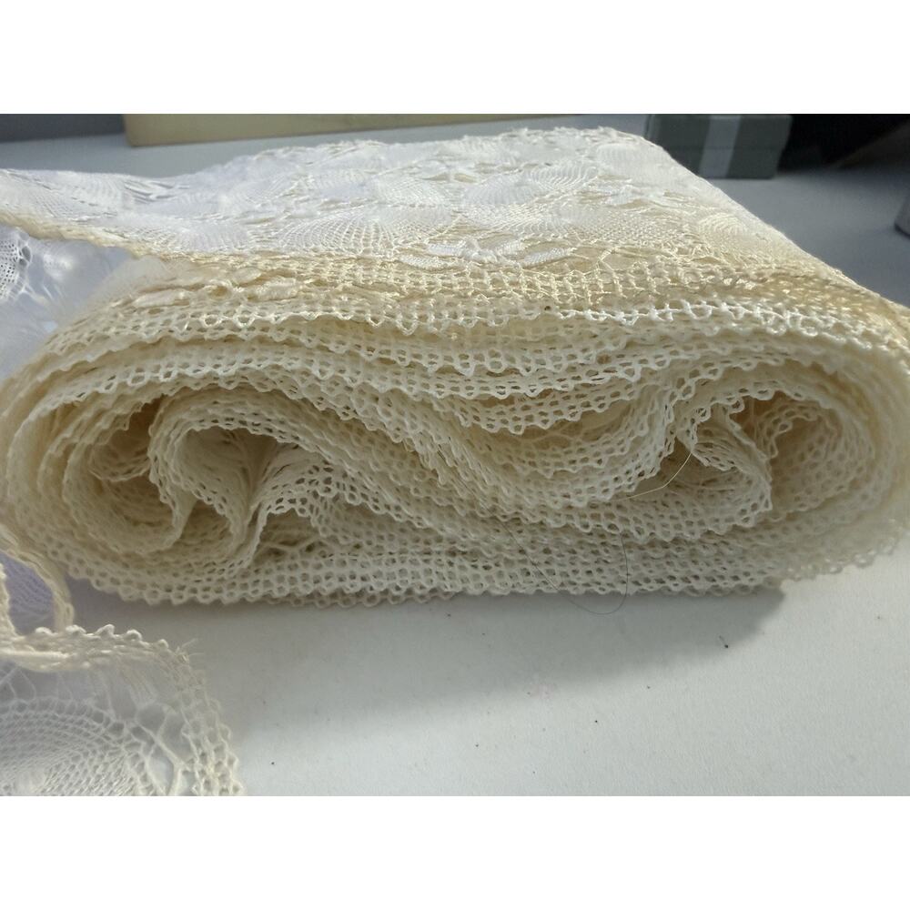 Vintage Lace Trim 6 Yards Floral Ivory Cotton Bridal Sewing Antique - Picture 10 of 12